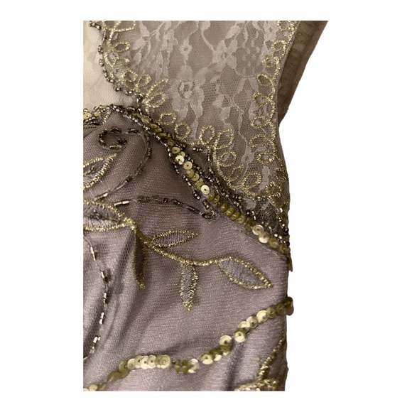 Sue Wong l Beaded Silver Cocktail Dress Size 0 - Picture 11 of 12